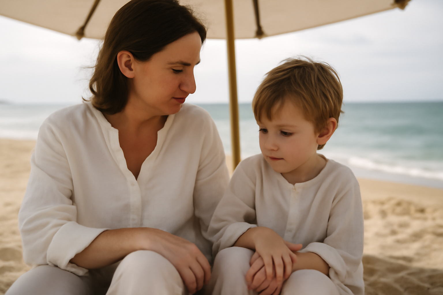 varicelle et soleil : enfant couvert en vêtements légers à l’ombre